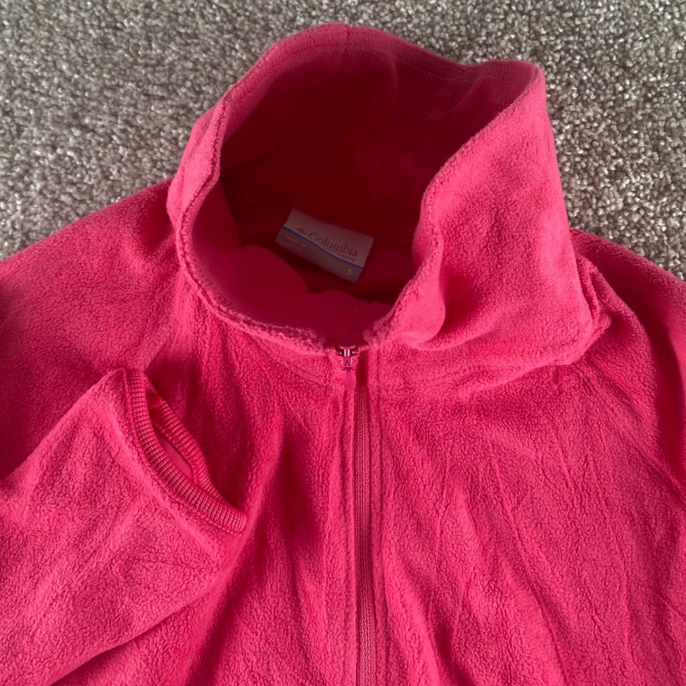 Columbia Womens Pink Fleece Quarter Zip Pullover Mock Neck Jacket Small Preppy